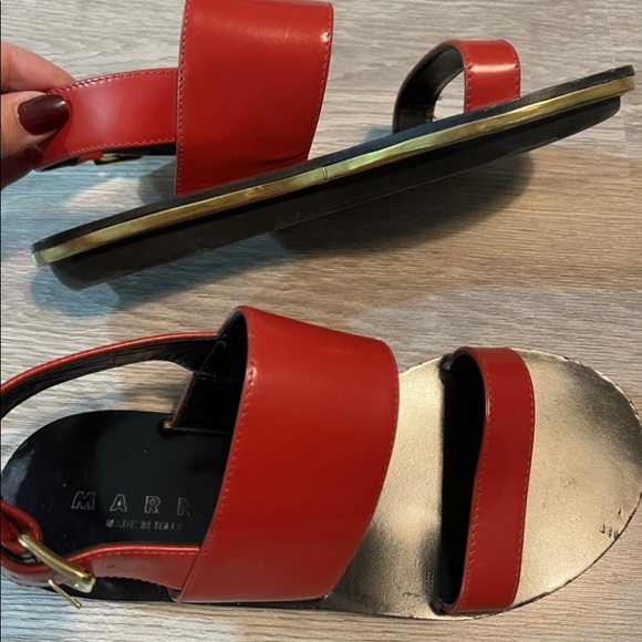 Marni red leather sandals 37 - Picture 2 of 4